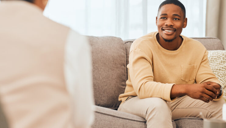 A client receiving counseling from a therapist